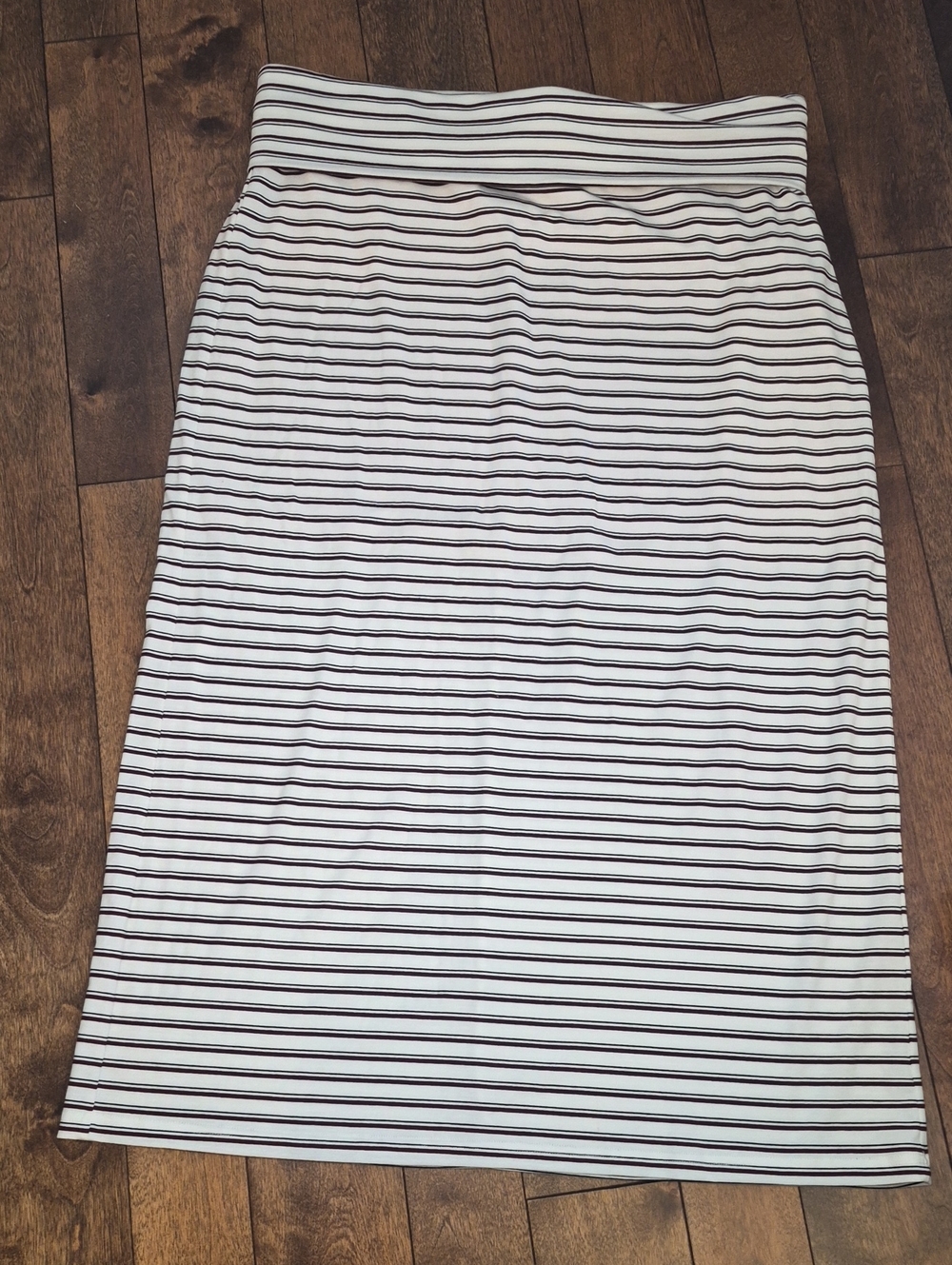 OGL White Maxi Skirt with Black And Maroon Stripes - Picture 1 of 3